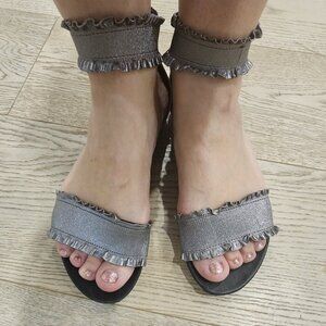 Browns Silver Leather Sandals | Made in Italy | Size 38 (Fits 7–7.5)